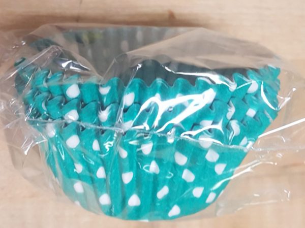 Teal Blue with White Polka Dot Cupcake Paper Liner - Image 2