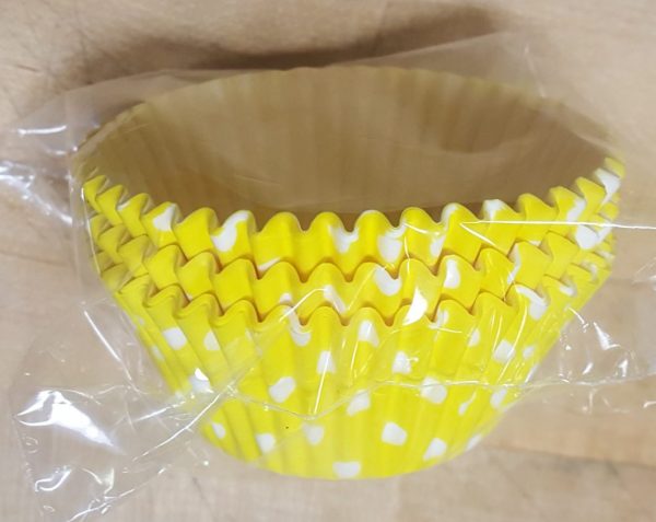 Yellow with White Polka Dots Cupcake Paper Liner